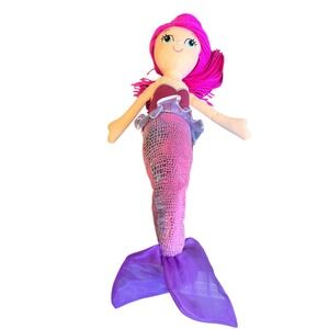 Douglas Cuddle Toy Mermaid Doll Plush Pink Hair‎ Stuffed Animal 17 Inches